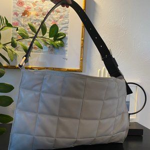 All Saints Gray Quilted Laptop Bag
